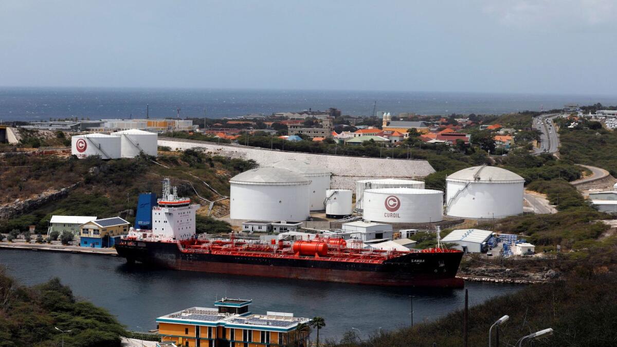 A crude oil tanker is docked at Isla Oil Refinery PDVSA terminal in Willemstad on the island of Curacao. — Reuters file