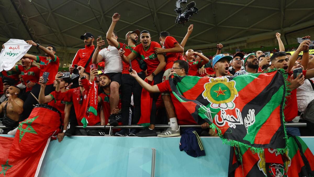 Morocco fans celebrate. Reuters
