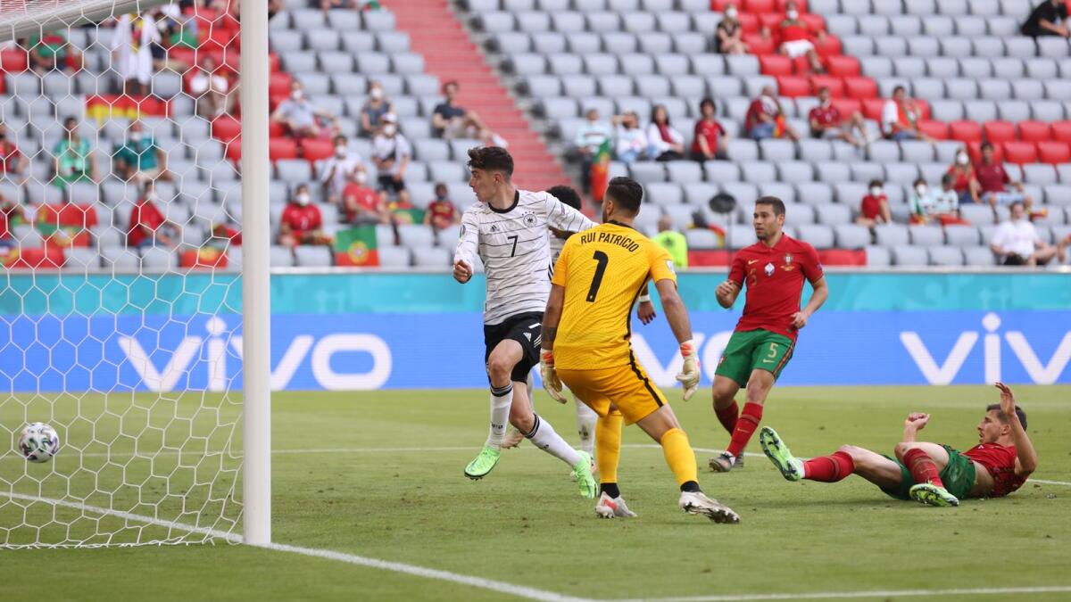 Germany's Kai Havertz scores a goal against Portugal during the  Euro 2020 match. — Reuters