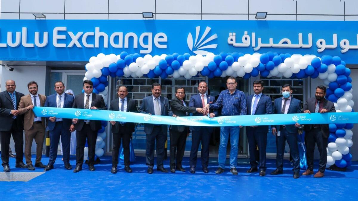 Adeeb Ahamed, managing director, LuLu Financial Group, and other senior management, inaugurated the LuLu Exchange branch  in the UAE. — Supplied photo