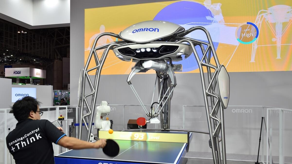 FORPHEUS, a fourth-generation table-tennis robot developed by automation parts maker Omron.-AFP 