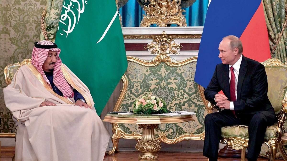 Russian President Vladimir Putin meets with Saudi Arabia’s King Salman bin Abdulaziz at the Kremlin in Moscow on Thursday. — AFP