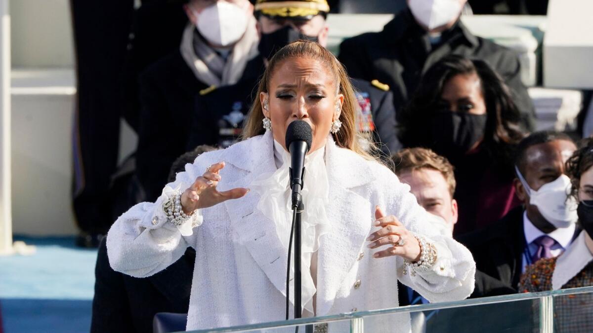 Jennifer Lopez brought Hispanic flavour to the inaugural ceremony. Photos: AFP