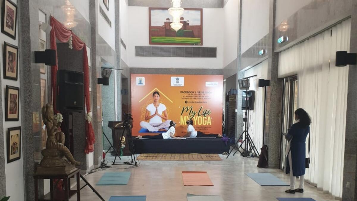 Indian mission, Dubai, host, live session, yoga,