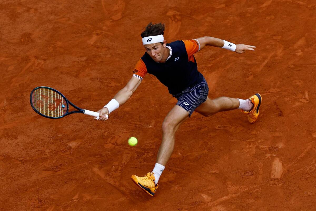 Norway's Casper Ruud in action during his semifinal match against Germany's Alexander Zverev. - Reuters