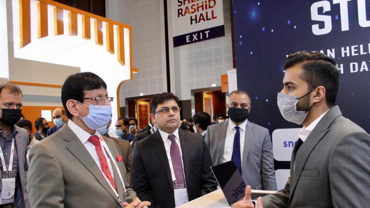 Syed Aminul Haque, Pakistan’s federal minister of Information Technology and Telecommunication, at the Gitex Technology Week 2021 exhibition in Dubai