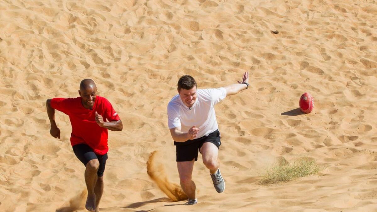 Unsuspecting amateurs endure brutal Ryan training session on the sand dunes of Dubai