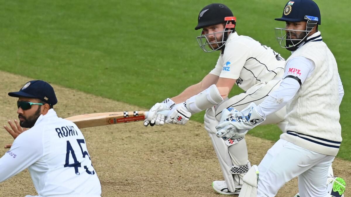 New Zealand's captain Kane Williamson plays a shot during the third day of the ICC World Test Championship Final between New Zealand and India in Southampton,  England. Photo: AFP