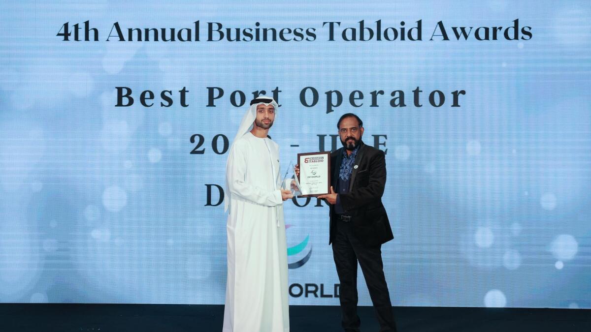 Ahmed Badri, Senior Manager - General Cargo &amp; RORO, received the 'Best Port Operator” award on behalf of Jebel Ali Port. - Supplied photo