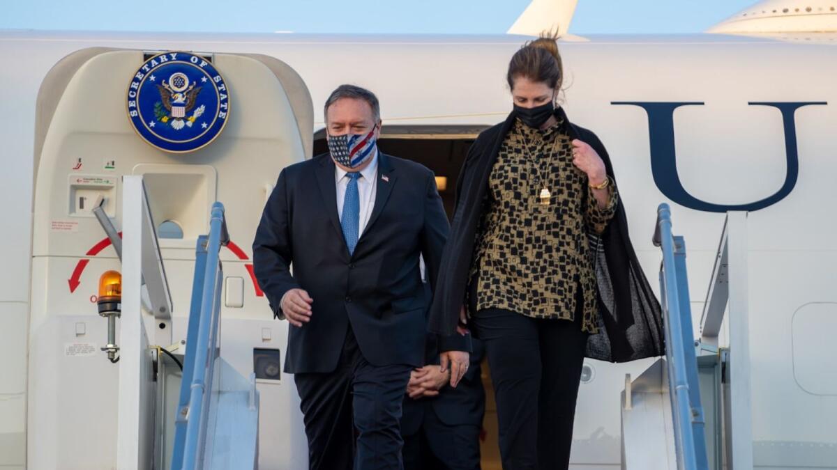 US Secretary of State Mike Pompeo arrives in Abu Dhabi on Friday November 20, 2020.