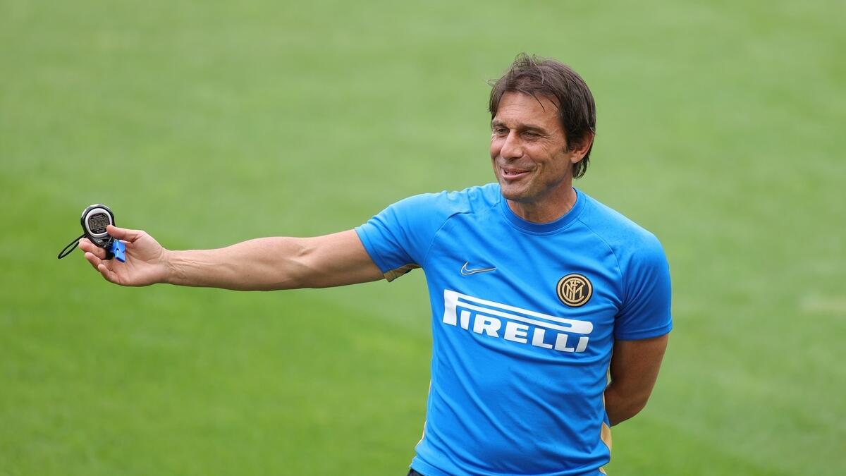 Inter Milan coach Antonio Conte during training