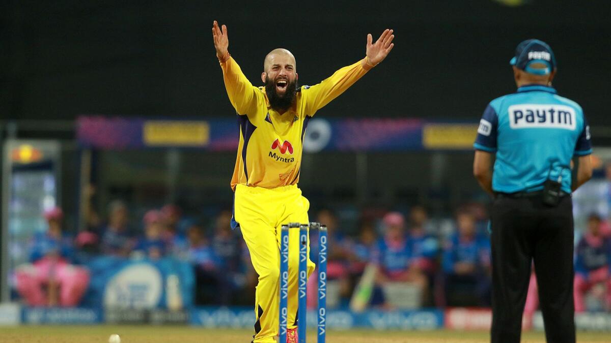Moeen Ali of Chennai Super Kings appeals successfully for the wicket of David Miller. (BCCI)