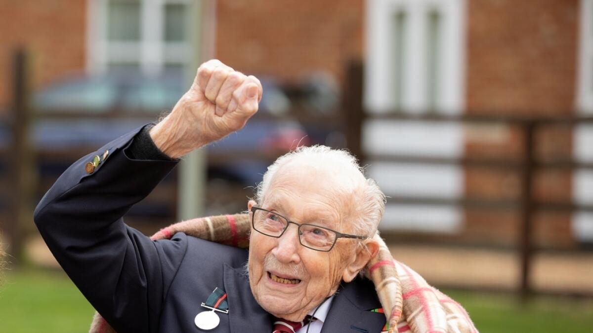 Colonel Tom Moore set himself the goal of doing 100 laps of the 25-metre (yard) garden before his 100th birthday last month, hoping to raise £1,000 (Dh4,497) for healthcare charities.