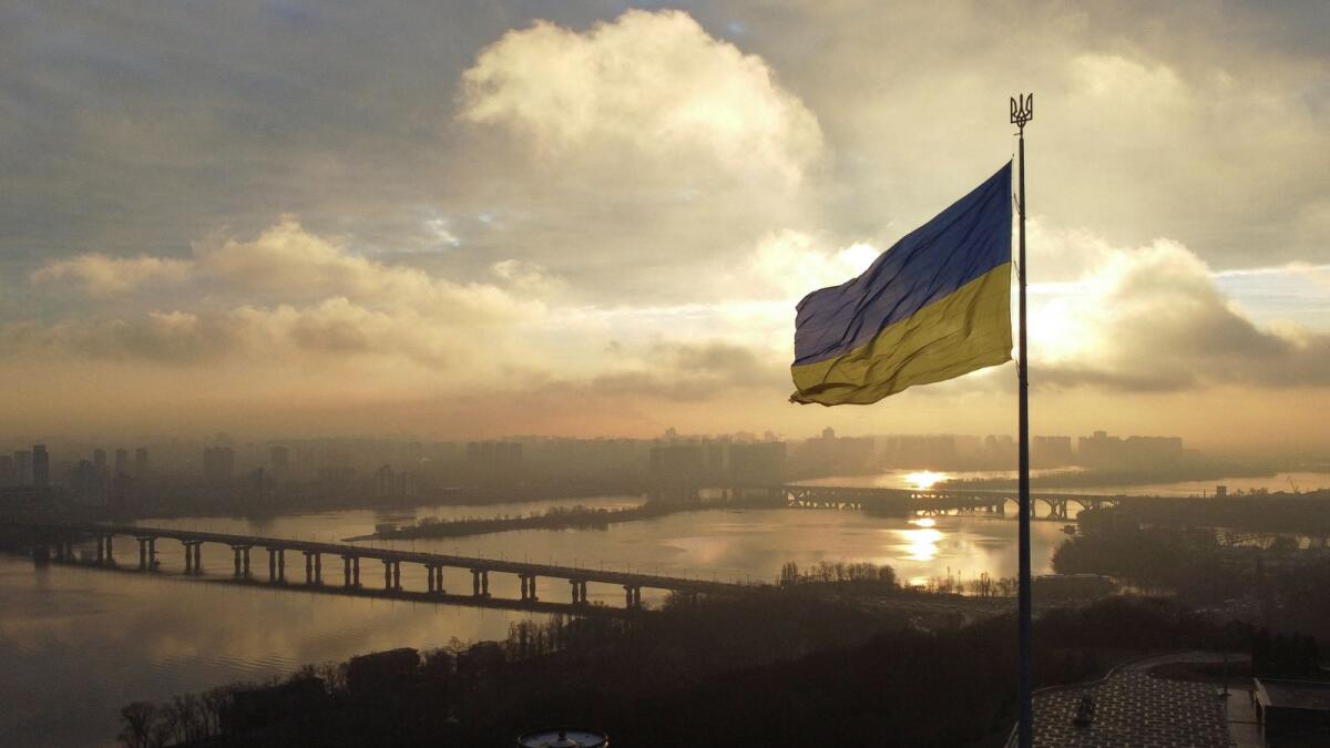 FILE PHOTO: Ukraine's biggest national flag on the country's highest flagpole is seen at a compound of the World War II museum in Kyiv, Ukraine, December 16, 2021. Photo: Reuters
