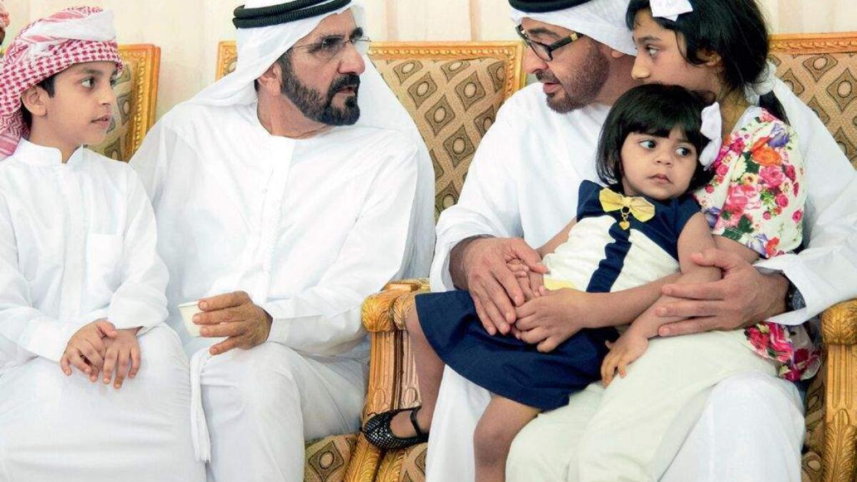 His Highness Shaikh Mohammed bin Rashid Al Maktoum, Vice-President and Prime Minister of the UAE and Ruler of Dubai, and His Highness Shaikh Mohammed bin Zayed Al Nahyan, Crown Prince of Abu Dhabi and Deputy Supreme Commander of the UAE Armed Forces 