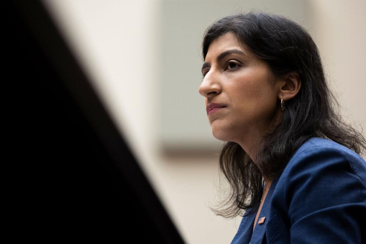 Lina Khan, Chair of the Federal Trade Commission, testifying before a House Judiciary Committee hearing on Capitol Hill, in Washington on July 13, 2023. — Tom Brenner/The New York Times