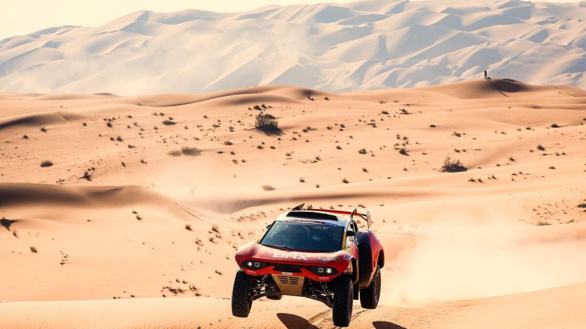 Sebastien Loeb and Fabian Lurquin - on the rise in the Dakar Rally in their Bahrain Raid Xtreme Prodrive Hunter. - Supplied photo