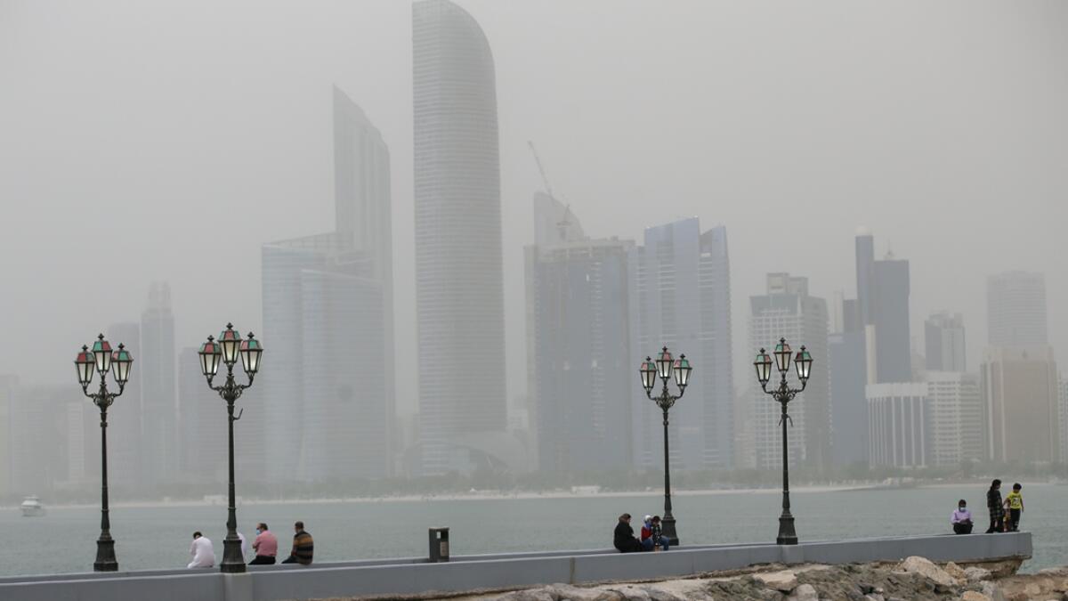 Dusty afternoon at the corniche in Abu Dhabi, United Arab Emirates. Photo: Ryan Lim/Khaleej Times