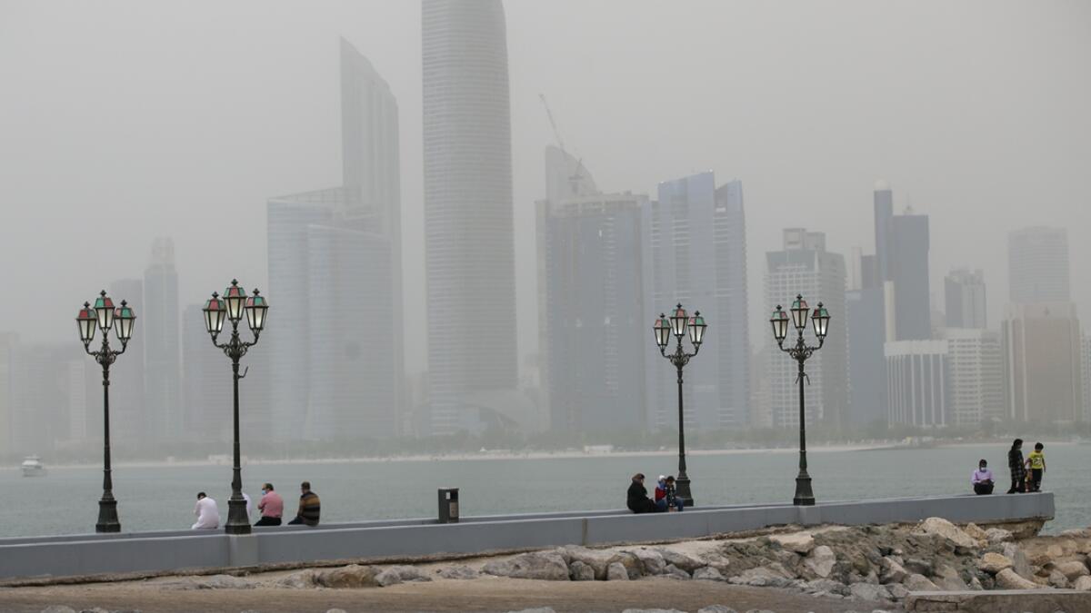 Dusty afternoon at the corniche in Abu Dhabi, United Arab Emirates. Photo: Ryan Lim/Khaleej Times