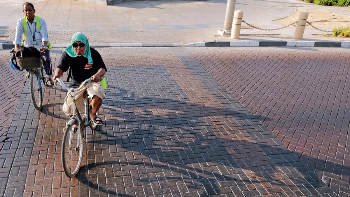 Follow the leader... Cyclists at union square, Dubai. Photo by Shihab/Khaleej Times