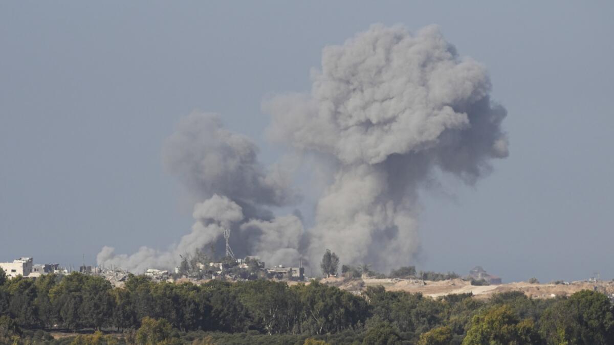 Smoke rises following an Israeli bombardment in the Gaza Strip. - AP