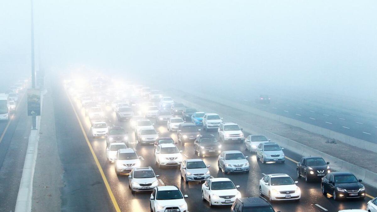 Accidents, heavy traffic across UAE on foggy morning
