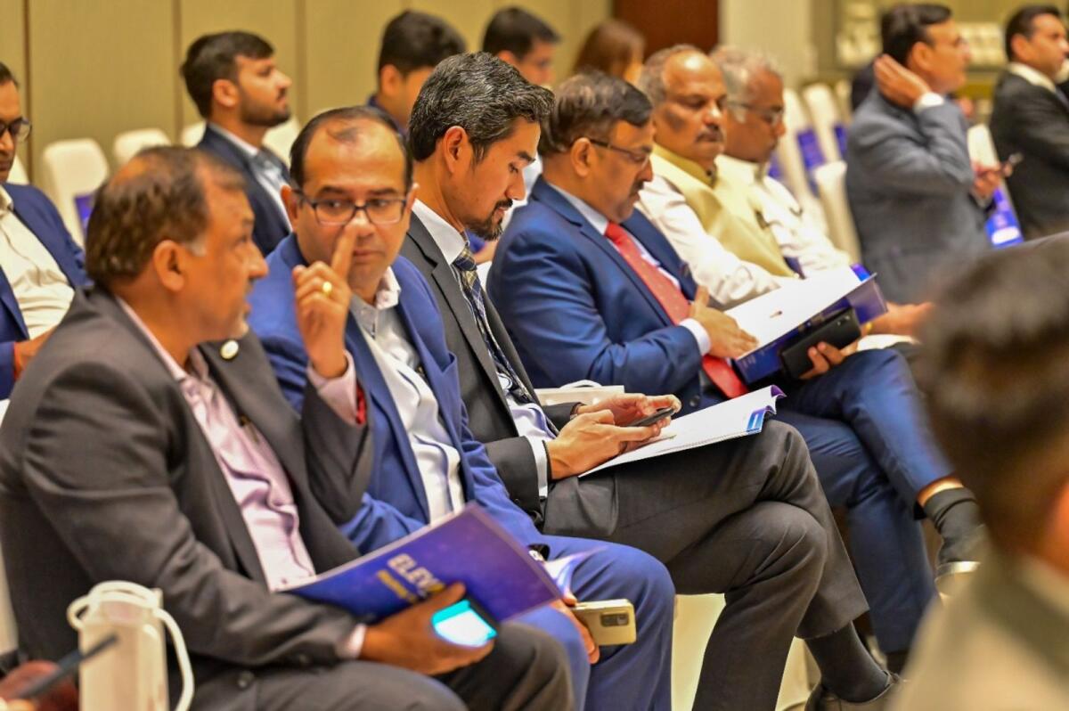 Attendees at Pitching Sessions by 9 teams from India at the National Start up day event at the Taj hotel in Dubai on Jan 16, 2023. Photos: Rahul Gujjar