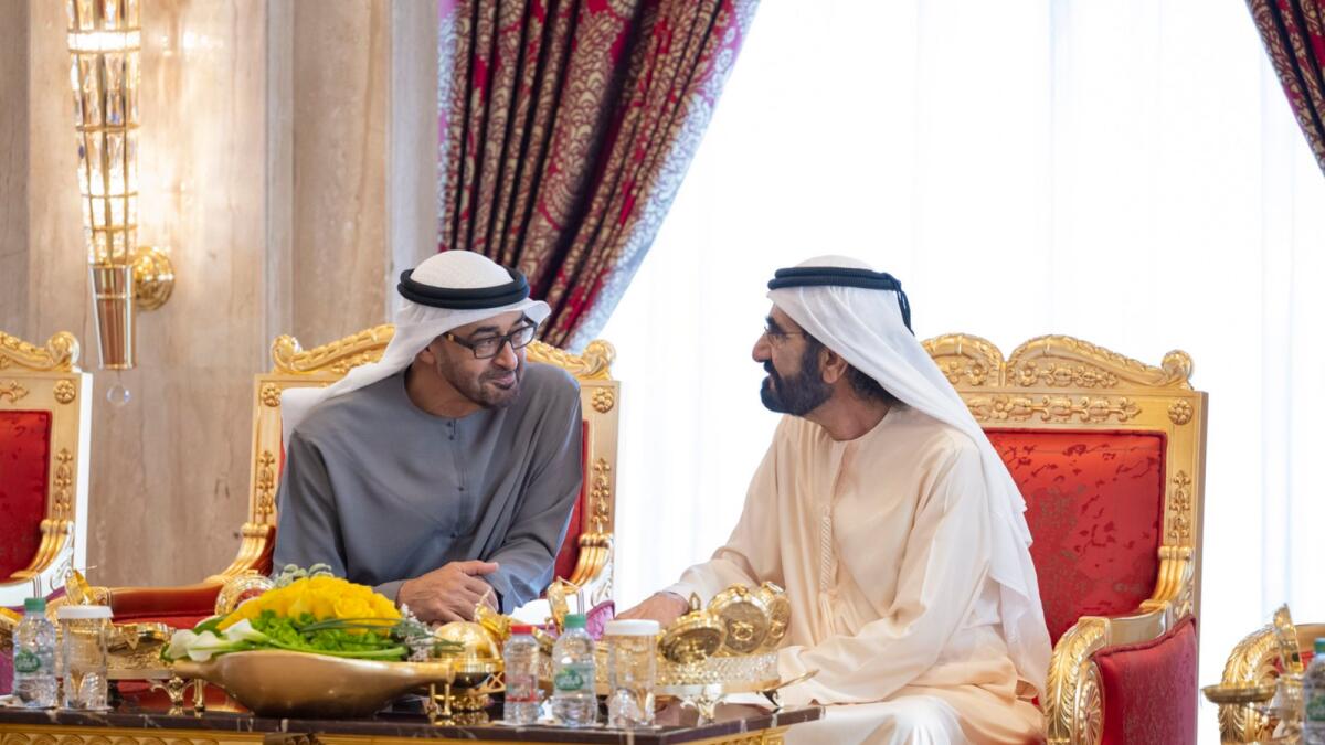 Sheikh Mohamed bin Zayed meets Sheikh Mohammed bin Rashid in Dubai.