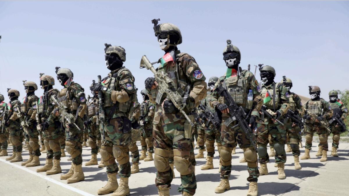 Afghan Army special forces members attend their graduation ceremony in Kabul in 2021. — AP file