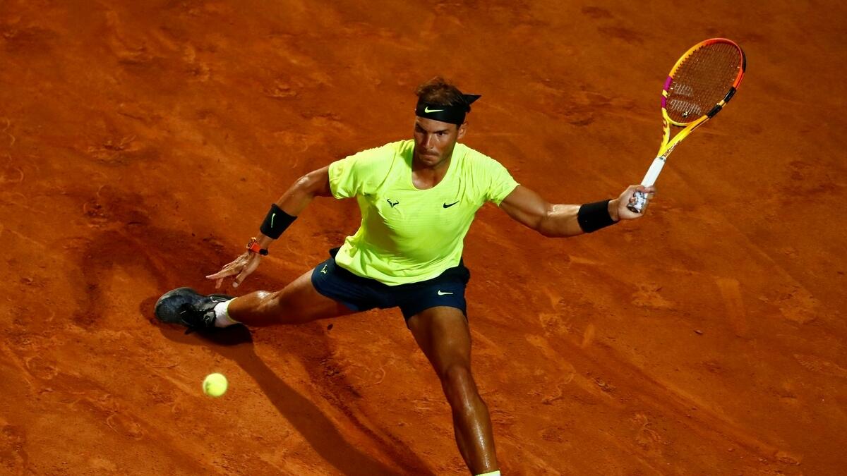 Spain's Rafael Nadal in action during his third round match against Serbia's Dusan Lajovic