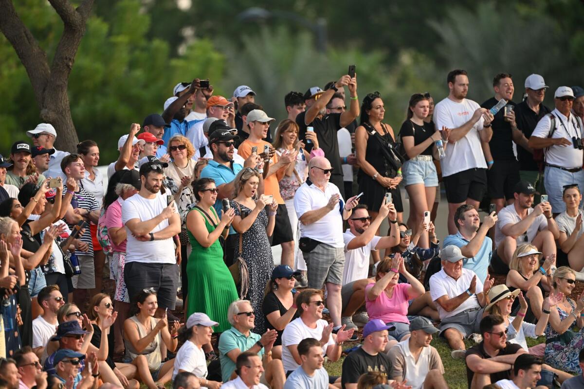 Spectators show their support during the DP World Tour Championship on the Earth Course at Jumeirah Golf Estates on Saturday. - /Getty Images