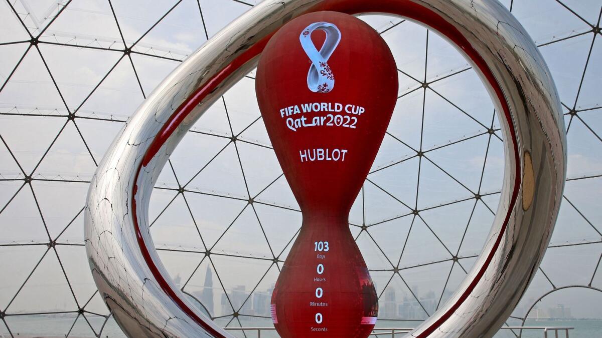 A view of the Qatar 2022 Fifa World Cup countdown clock in Doha on Wednesday. — AFP