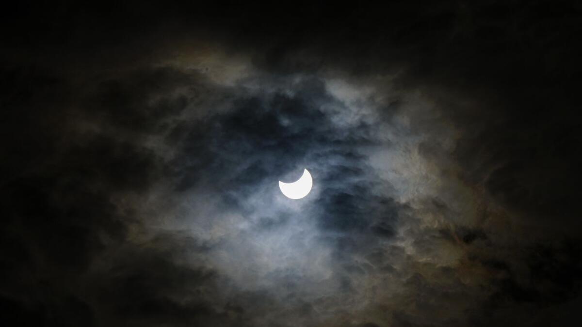A view of the eclipse as seen from Bucharest, Romania (AFP).