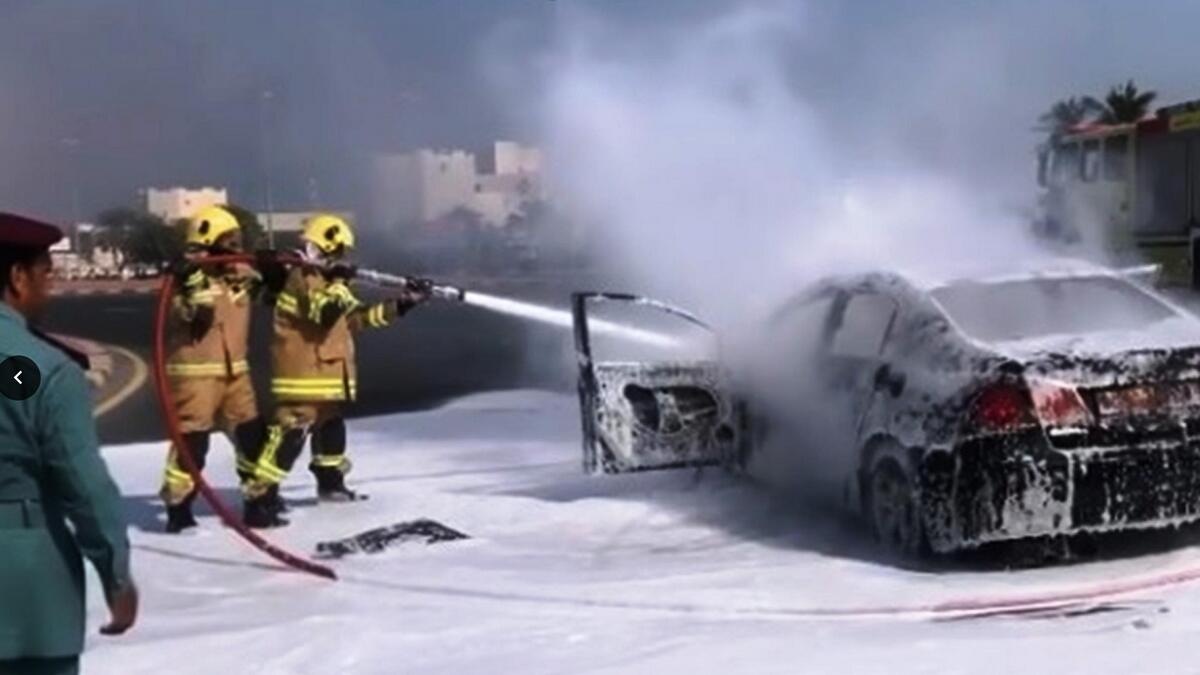Saloon car gutted in Umm Al Quwain fire