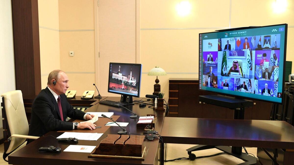 Russian President Vladimir Putin takes part in video meeting. Photo: Alamy