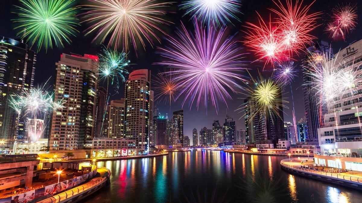  New Years Eve,  New Year, Dubai. City Center, Palm Jumeirah, Sheikh Zayed Road