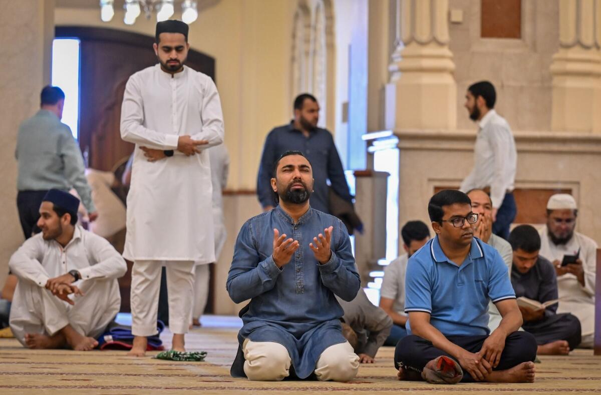 Faithful offer prayer at Al Noor Mosque in Sharjah during the holy month of Ramadan. KT Photo: Muhammad Sajjad