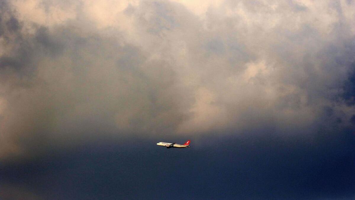 A view of a Sharjah flight in the midst of cloudy weather.– Photo by M.Sajjad/Khaleej Times