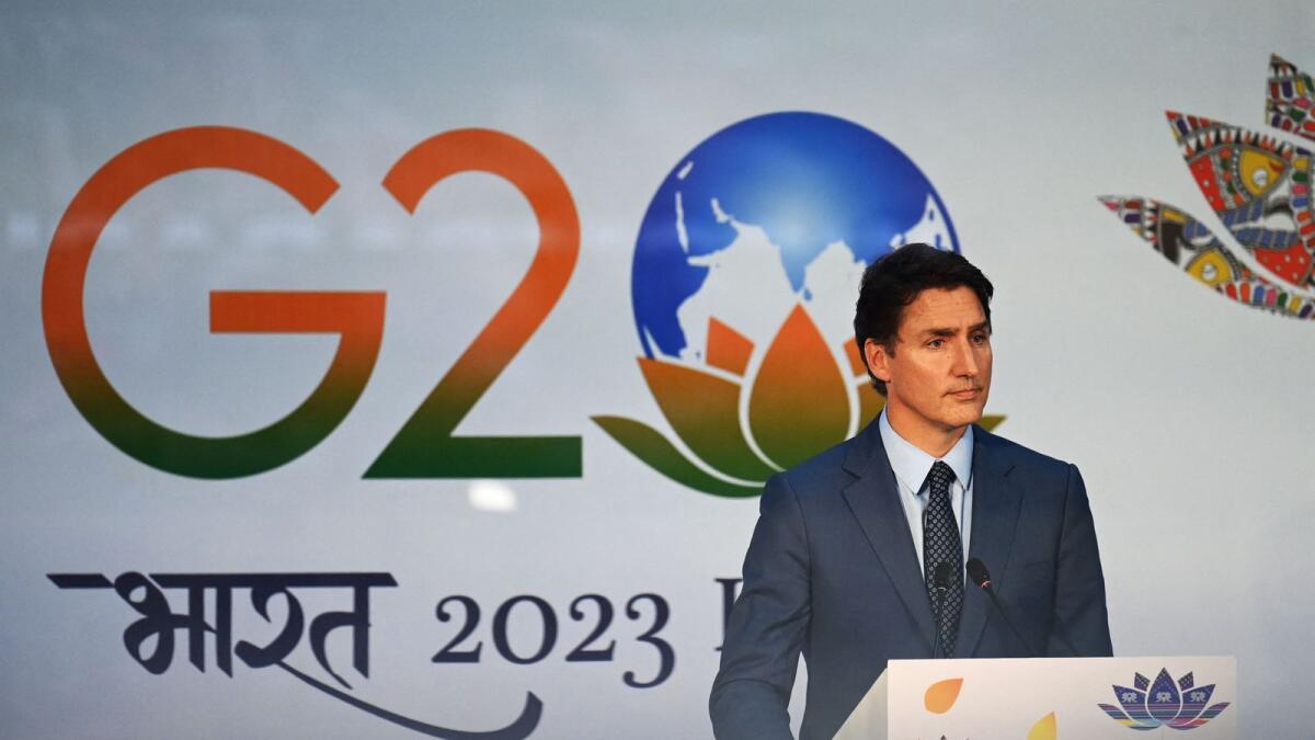 Canada's Prime Minister Justin Trudeau attends a press conference after the closing session of the G20 summit in New Delhi. — AFP
