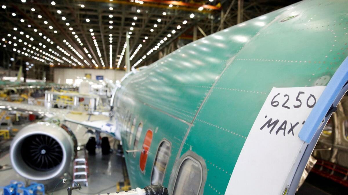 A Boeing 737 MAX-9 under construction at the production facility in Renton, Washington. - Reuters file