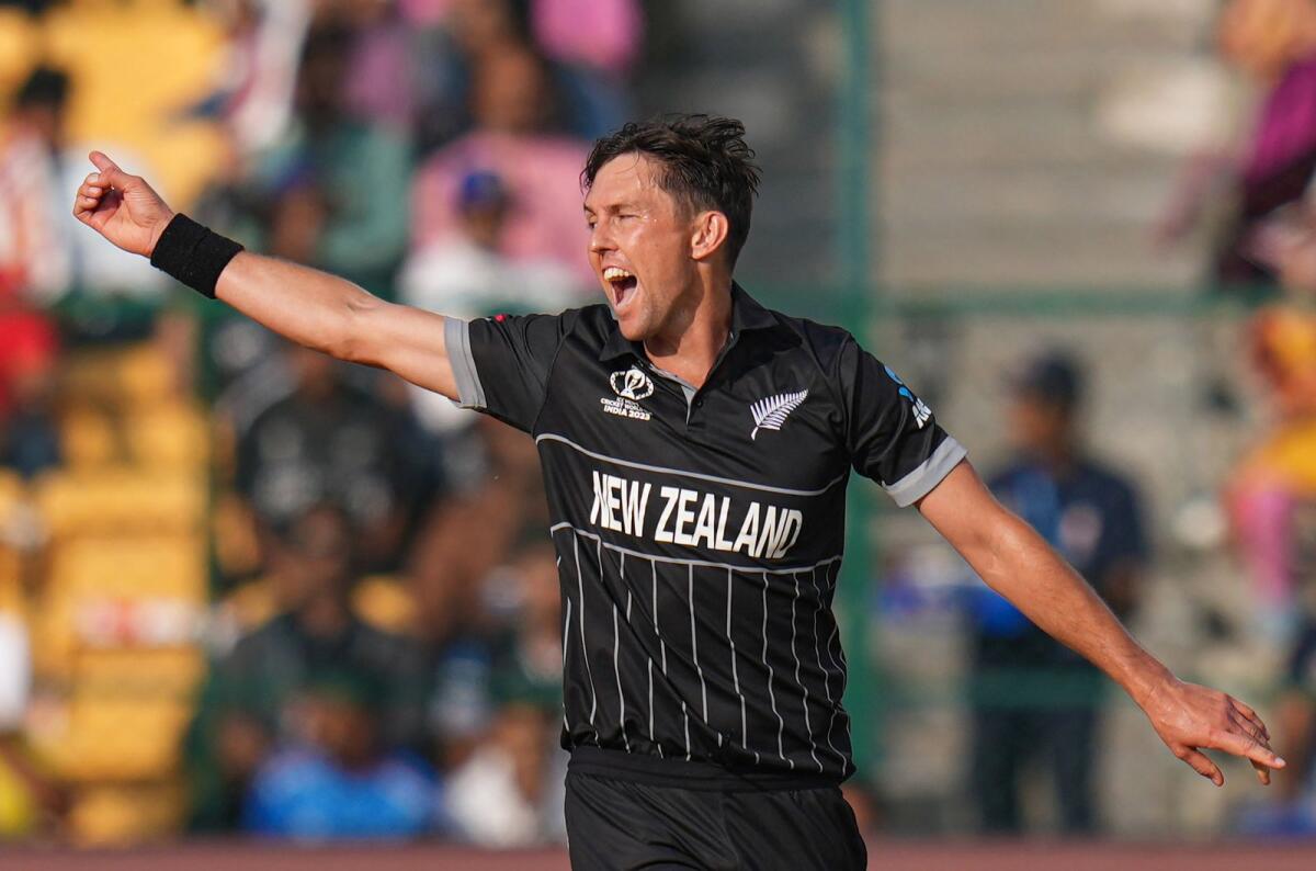 New Zealand's Trent Boult celebrates a wicket during the match against Sri Lanka. — PTI
