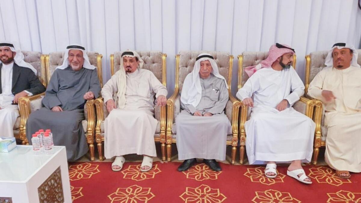 The Ruler of Ajman also visited the family to offer condolences on the death of Sheikha Hamda bint Ahmed Al Ghurair.He was accompanied by Sheikh Ammar bin Humaid Al Nuaimi, Crown Prince of Ajman and Sheikh Humaid.They prayed to Allah to bless the soul of the deceased and grant her family patience and solace.Sheikh Mohammed bin Saud Al Qasimi, Crown Prince of Ras Al Khaimah was also present at the funeral prayers along with a large number of Sheikhs and senior officials.