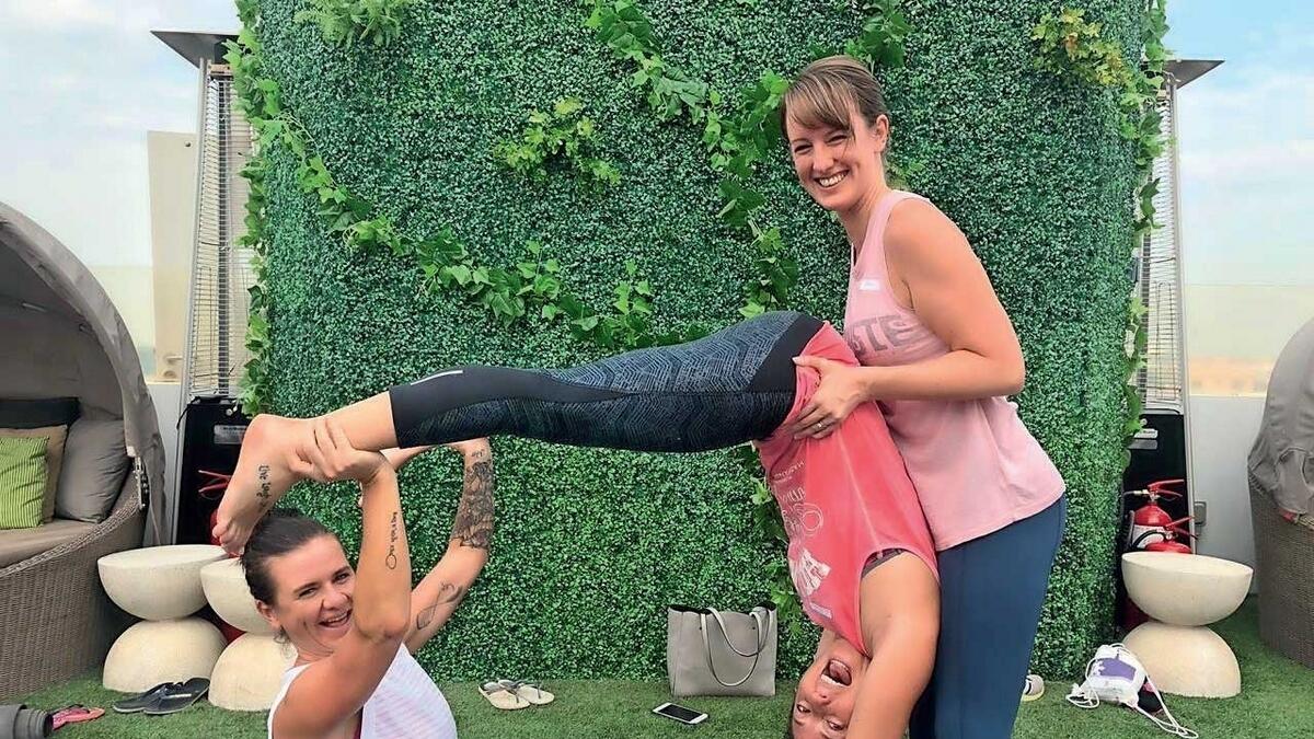 Jill Clegg  and her friends have fun doing their fitness stunts, along with other activities lined up throughout the month.
