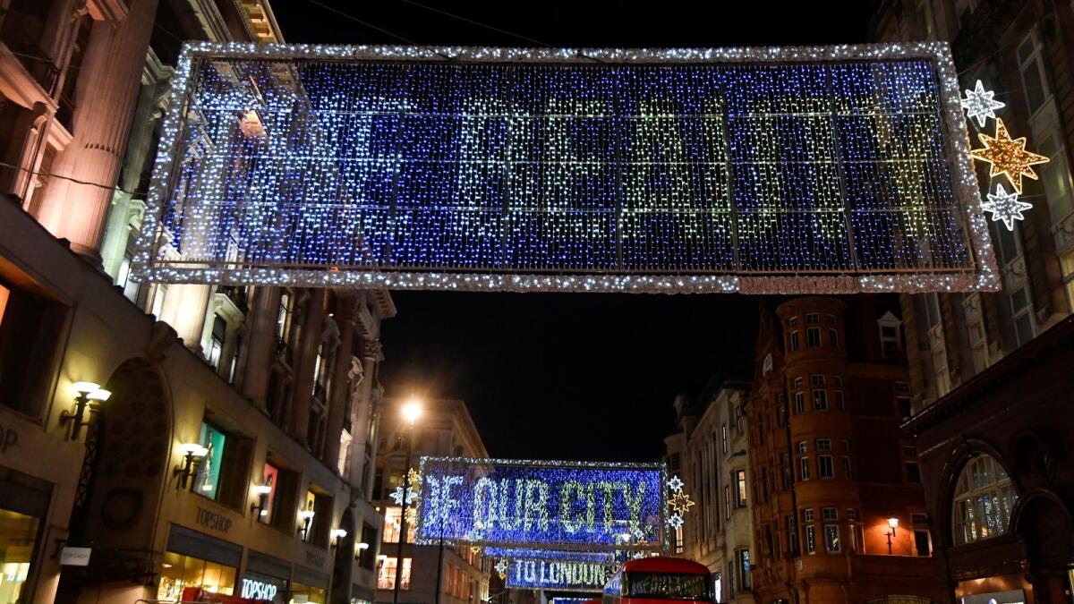 The annual Christmas lights display is switched on during the coronavirus disease (COVID-19) outbreak in Oxford Street, London, Britain, November 2, 2020.