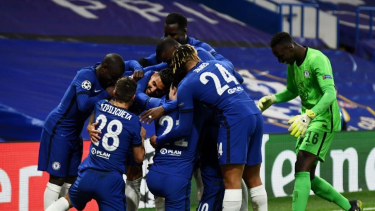Chelsea players celebrate their win over Atletico Madrid. (Twitter)
