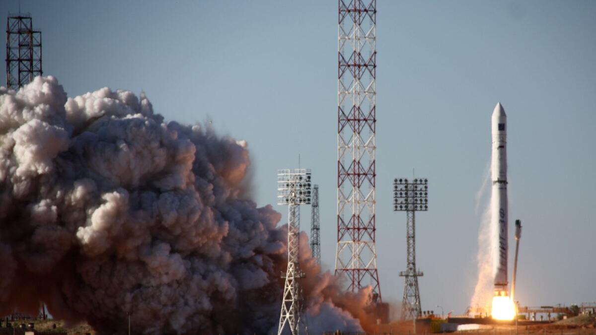 A rocket blasts off from the Baikonur cosmodrome.  – AFP