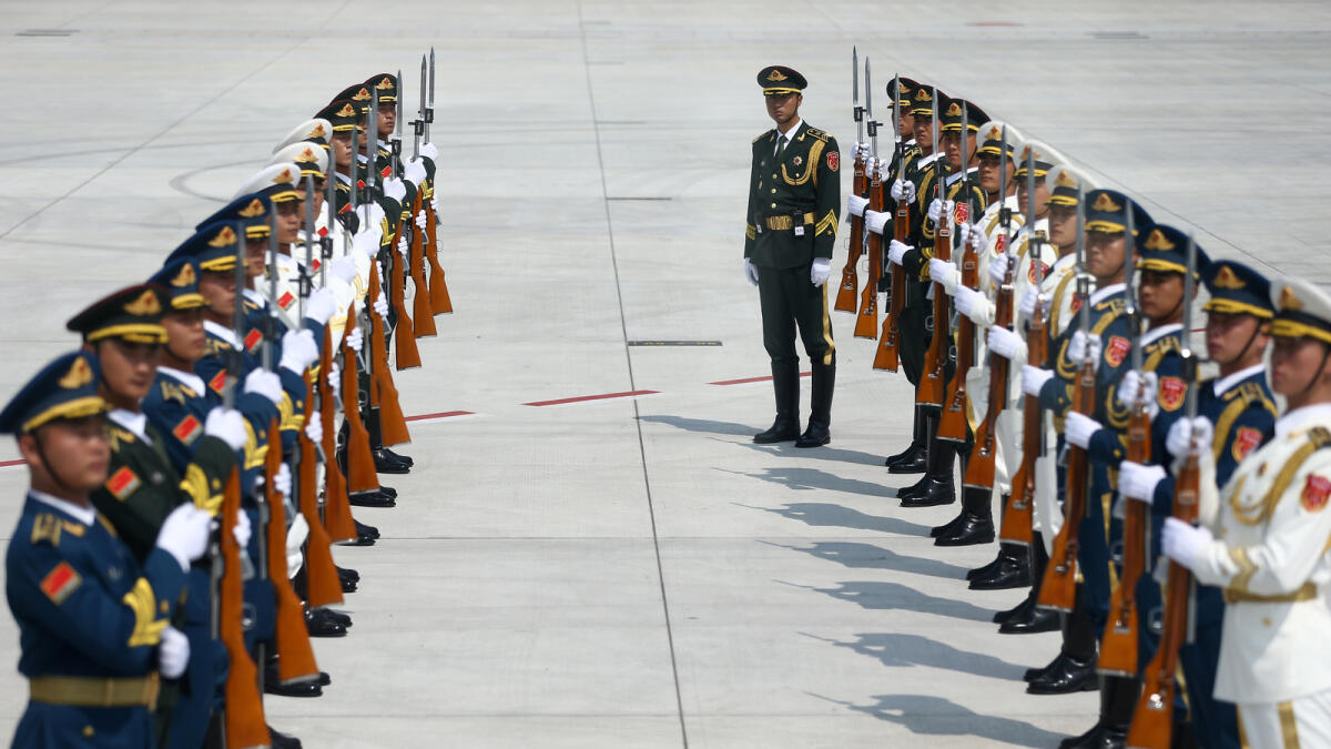 Honour guards stand at attention at the Hangzhou Xiaoshan international airport as leaders arrive for the G20 Summit in Hangzhou, Zhejiang province, China, September 3, 2016. REUTERS