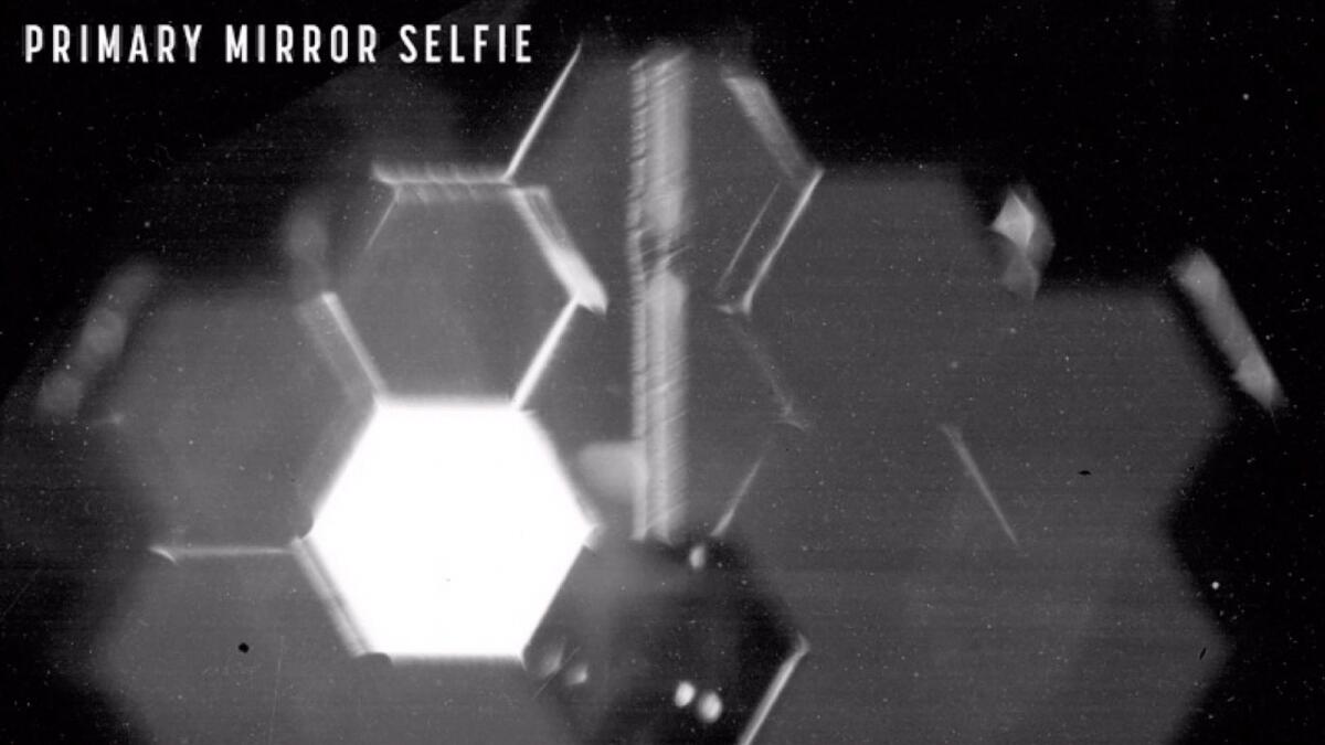 This photo provided by Nasa shows a “selfie” created using a specialized pupil imaging lens inside of the NIRCam instrument that was designed to take images of the primary mirror segments instead of images of space. — AP