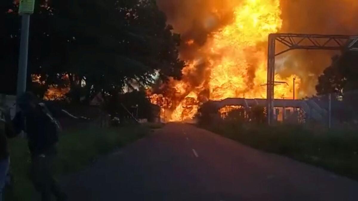 A gas tanker explodes in Boksburg, South Africa. — Reuters