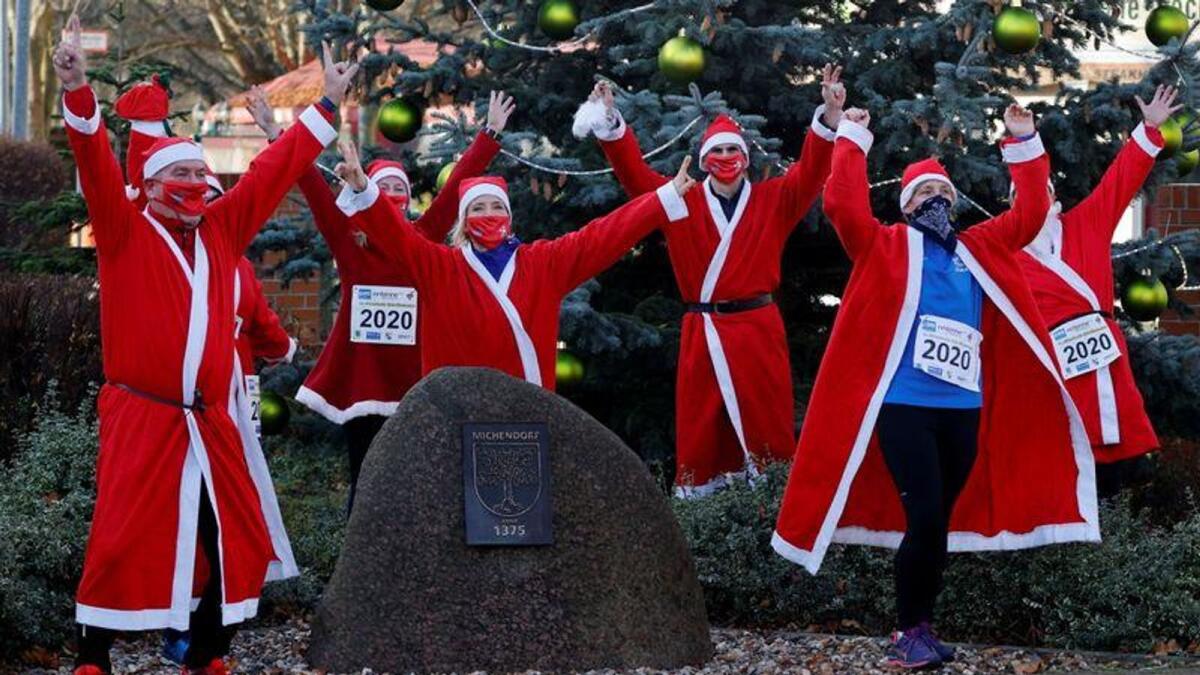 German Santas still race despite pandemic rules. — Reuters